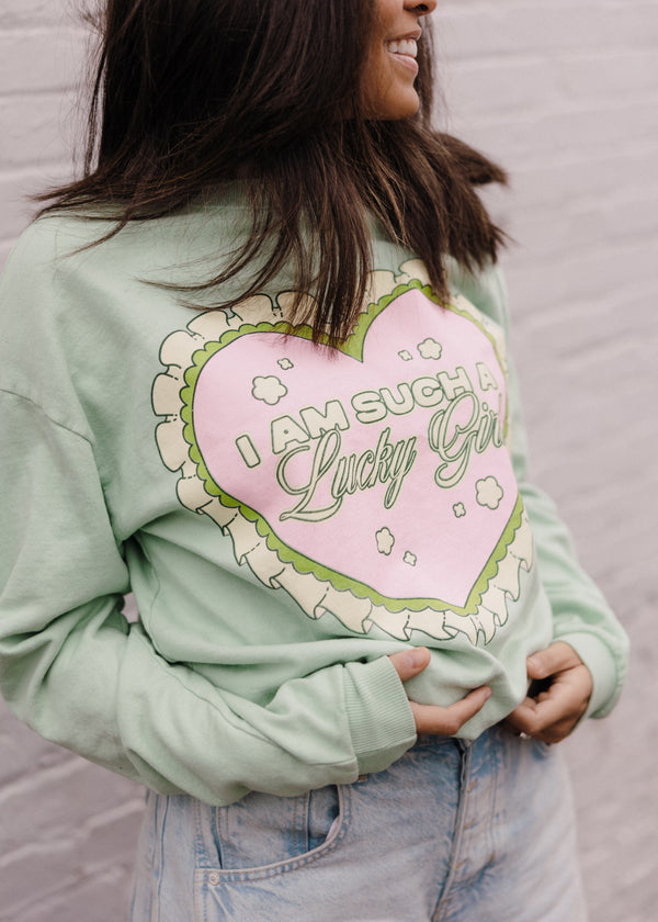 Lucky Girl Sweatshirt in Mint