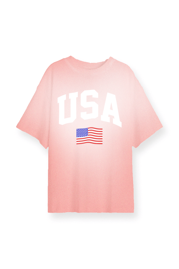 USA Boyfriend T-Shirt in Coral